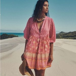 Spell Utopia Tunic Mini Dress in Flamingo